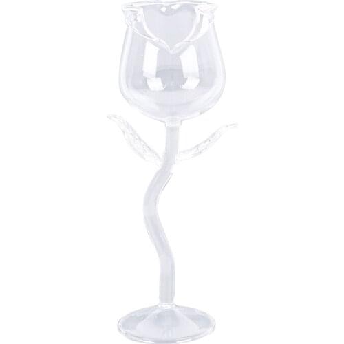 1Pcs Creative Wine Glass Rose Flower Shape Goblet Lead-Free Red Wine Cocktail Glasses Home Wedding Party Barware Drinkware Gifts