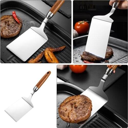 1Pc Stainless Steel Steak Spatula Multi-Function Teppanyaki Tool Cooking Iron Plate Roast Steak Shovel Pizza Shovel (Silver)
