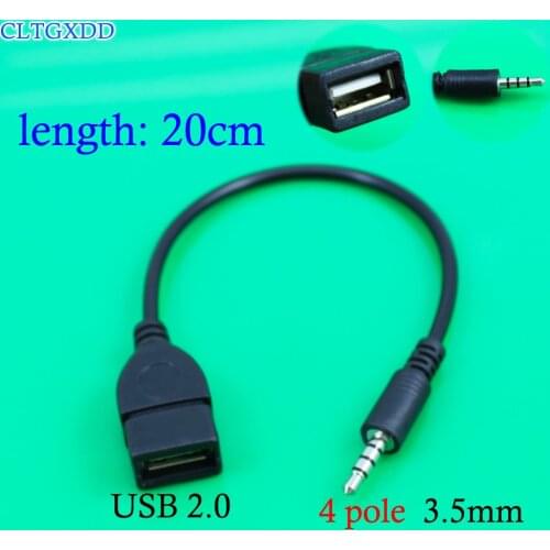 Cltgxdd 1pc USB Audio Cables 3.5mm Male Car Audio AUX Plug Jack To USB 2.0 Female Converter Adapter Cable
