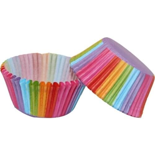 100 pcs Rainbow Color Cupcake Liner Cupcake Paper Baking Cup Muffin Cases Cake Mold Small Cake box Cup Tray Decorating Tools