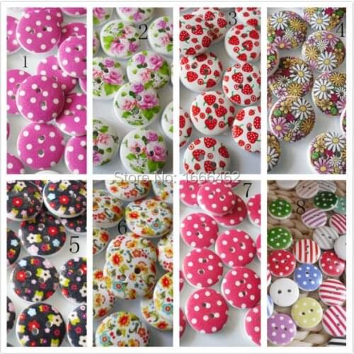 100pcs Mixed 2 Holes Wooden Buttons Sewing and Scrapbook 15mm Scrapbooking Sewing Accessories
