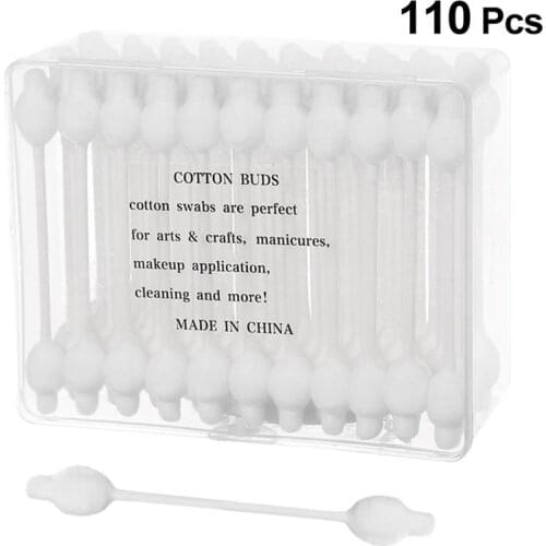 110pcs Disposable Swab Double-Headed Cotton Bud Portable Q-Tips Cleaning Sticks Multi-Use Cotton Swab For Home Baby Travel