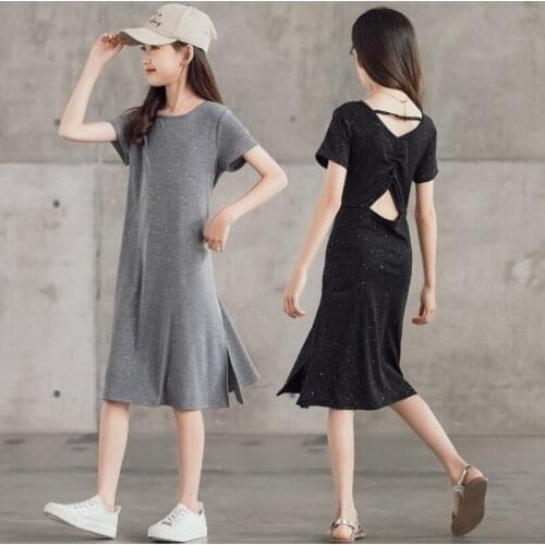 2021 Girl Dress Summer Kids Bronzing Backless Party Dresses Mother Daughter Dress Children Clothing 6 8 10 12 14 16 Yrs