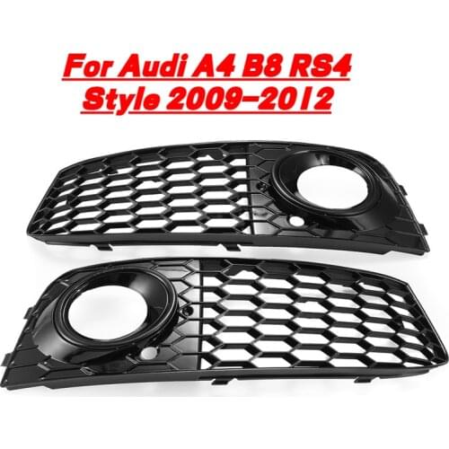 2X Car Fog Light Cover Grille Grill Honeycomb Mesh Fog Light Lamp Open Vent Grille For Audi A4 B8 RS4 Style 2009 2010-2012