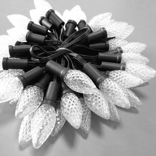 50nodes addressable RGB C9 DC12V WS2811 LED Christmas pixel string light;6inches(15cm) wire spacing;all BLACK wire;IP68