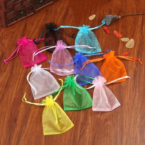 7x9cm 1000pcs/lot Wholesale Mix Colors Organza Gift Bags Pouches Wedding/Christmas Favor For Jewelry Packaging