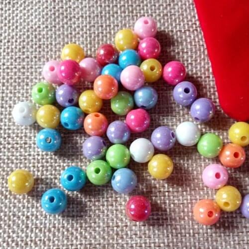 100pcs Acrylic Loose Beads Round Candy-colored Beads Fit Bracelet Necklace Hairs Earrings Fashion DIY Handmade Beaded Material