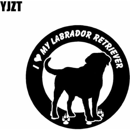 YJZT 15CM*15CM I Love My Labrador Retriever Dog Vinyl Caration Car Sticker Black/Silver C2-3243
