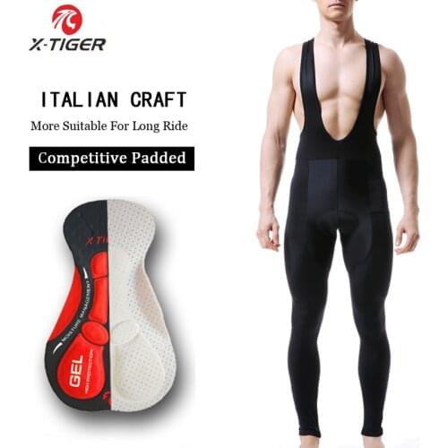 X-Tiger Whole Black 5D GEL Pad Pro Cycling Bib Pants MTB Bike Cycling Trousers Anti-sweat Racing Cycling Bib Pants For Mans