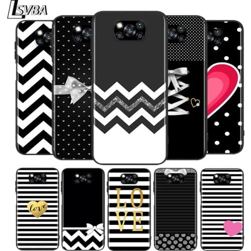 Black white Stripe for Xiaomi Poco X3 NFC X2 M3 M2 F2 Pro C3 F1 A2 Lite A1 Mix3 Play Silicone Soft Black Phone Case