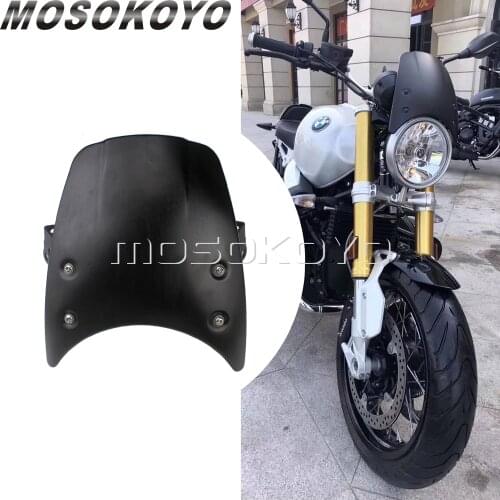 Black Motorcycle Windscreen Wind Deflector Kit For BMW R nine T 2014-2019 Aluminum Windshield Protector