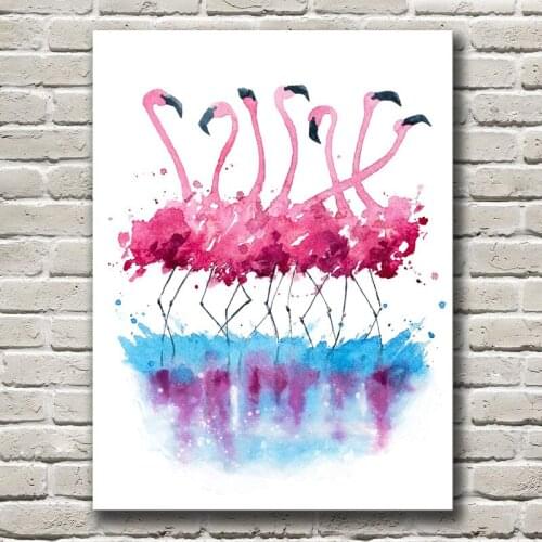 Living Room Decoration Painting Hanging Flamingo Canvas Painting Hotel Club Store Decoration Vertical Frameless Painting Poster
