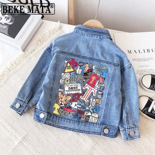 BEKE MATA Denim Jacket For Girls 2021 Autumn Baby Girl Jean Jacket Cartoon Toddler Coat Cothes Long Sleeve Childrens Clothing