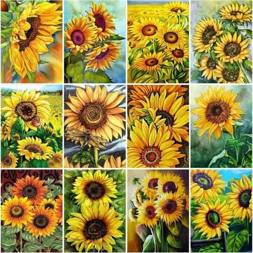 Evershine 5D DIY Diamond Painting Sunflower Full Square Round Diamond Embroidery Flower Handmade Gift Wall Art Decorations