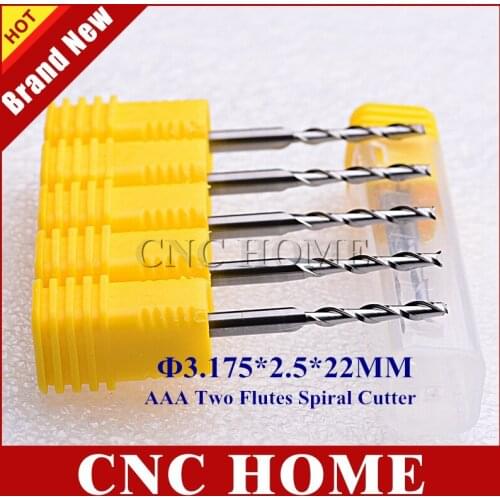 10Pcs 3.175*2.5*22mm Two 2 Flutes End Mill Spiral Wood CNC Router Bits Carbide Milling Cutter for CNC Machine Cutting Engraving