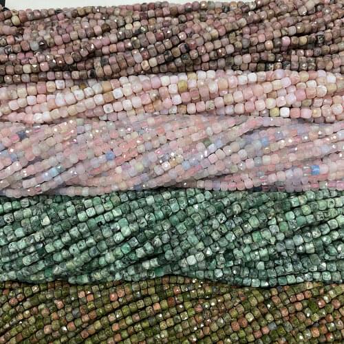 Natural Stone Cube-shaped Faceted Beads, Amethyst, Agate, Tourmaline, for DIY Ladies Fashion Bracelet Necklace Earring Making