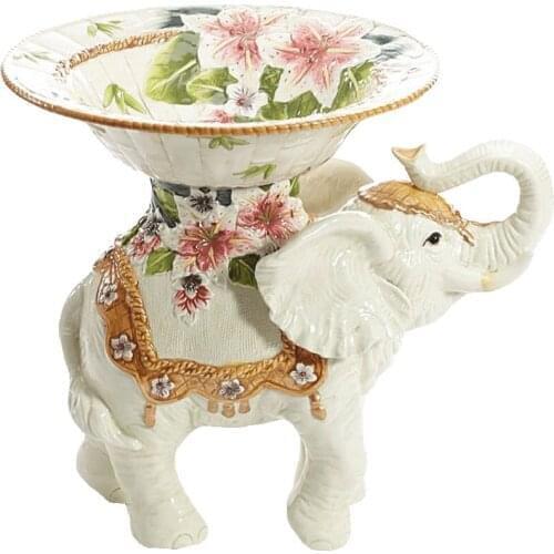 CERAMIC LILY ELEPHANT FRUIT PLATE CANDY STORAGE DISH DESSERT SNACK SALAD PLATE HOME DECOR WEDDING DECORATION HANDICRAFT FIGURINE