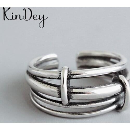Kindey Exaggerated Silver Color Layer Chains Rings For Women Engagement Jewelry Girls Open Finger Rings