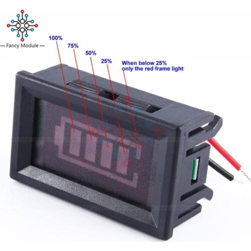 12V ACID Lead Battery Charge Level Indicator Red Digit Lithium Battery Capacity Meter LED Tester Dual Display Voltmeter