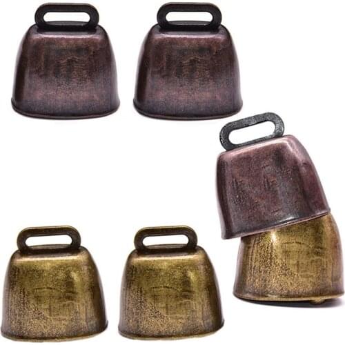 6 Pcs Metal Cow Bell, Cowbell Retro Bell for Horse Sheep Grazing Copper, Cow Bells Noise Makers