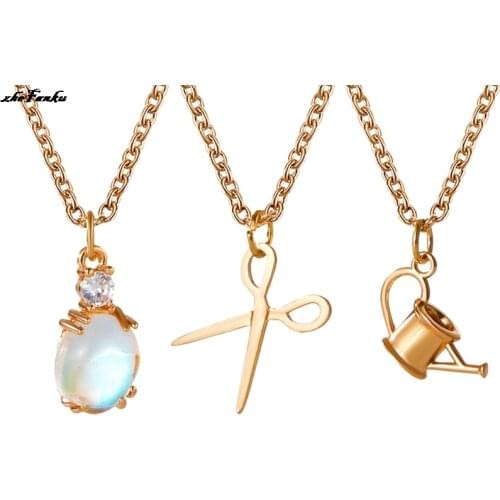 Creative Scissors Pendant Design Rose Gold Color Necklace Women Girls Wedding Party Necklaces Fashion Jewelry Gifts