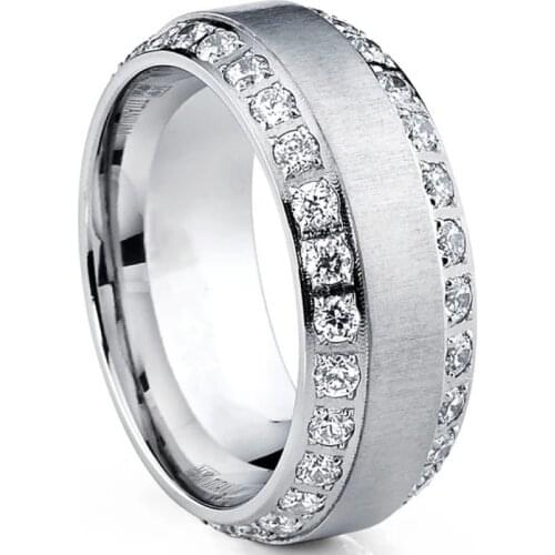 Fashion Micro-Set Full AAA Zircon Silver Color Men Ring Classic Engagement Wedding Band Jewelry For Women Wholesale Size 6-11