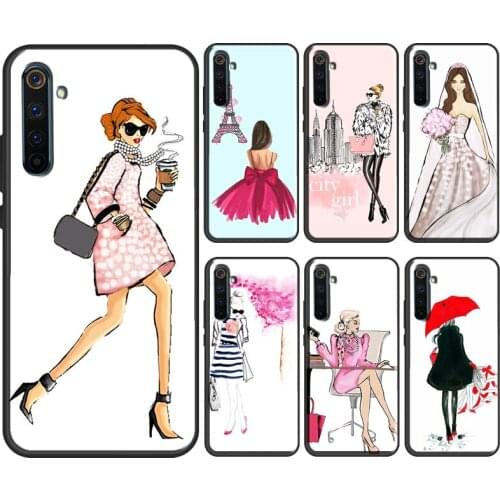 City Fashion Girl Case For OPPO Realme 8 Pro 6 7 Q3 Pro GT Neo C21 C11 C3 Cover For OnePlus 8T 8 9 Pro Nord