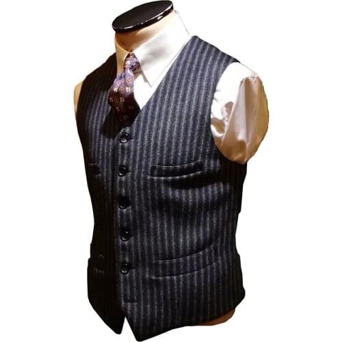 Mens Blazer Stripe Tweed Vest Sleeveless Jacket Grooms Tight Wedding Waistcoat Latest Designer Gilet Retro Casual Cosplay