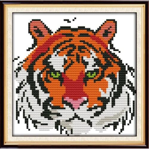 Embroidery Cross Craft Toolbox Needlework Tiger Pattern Home Decor Sewing Kit White Modern Animal Embroidery Kit Painting Modern