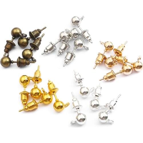 50 Sets Gold Silver Plated Metal Hanging Stud Earring Earplugs Combination Findings for DIY Jewelry Making Accessories