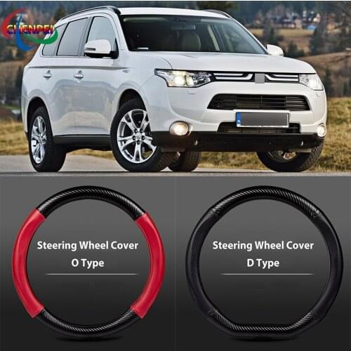 38cm Non-Slip Dreathable Carbon Fiber Steering Wheel Cover For Mitsubishi Outlander Car interior decoration accessories