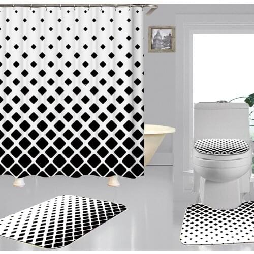 The New Creative Modern Style Digital Printing Shower Curtain Is Suitable for The Non-skid Toilet Mat In The Bathroom