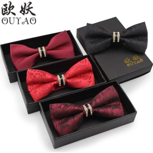 New Free Shipping fashion casual Mens male High-end business wedding groom groomsman tie rose wine red jujube red bow Headdress