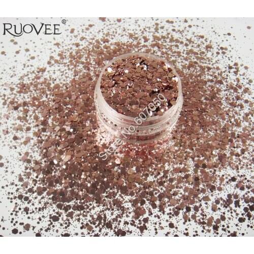 Wholesale Mix Rose Gold Color Metallic Luster Glitter Hexagon Sequin Paillette Spangle Powder Shape for Nail Art Glitter Craft