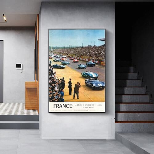 24 Hours Of Le Mans Original Postes On Canvas Print Nordic Poster Wall Art Picture For Living Room Home Decoration Frameless