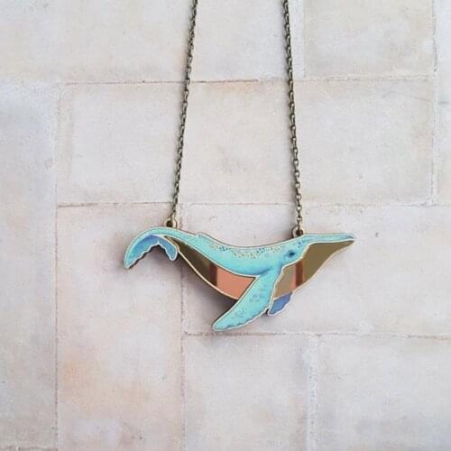 Whale Statement Pendant Necklace Ocean Whale Animal Necklaces for Women Female Gifts Boho Mermaid Jewelry