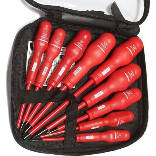 PENGGONG 9 x Insulated Screwdriver Set Electrician Dedicated Magnetic Precision CR-V High Voltage 1000V Slotted Phillips Hand To