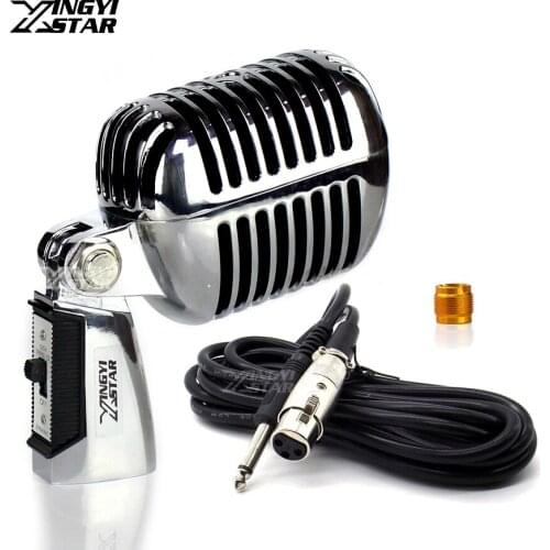 55SH 6.5mm Jack Wired Professional Switch Metal Deluxe Classical Vintage Microphone Dynamic Mic For Vocals Magic Sing Amplifier