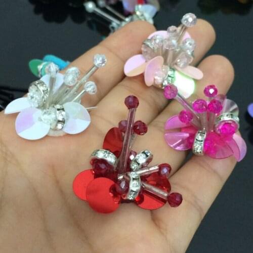 Mix color 10pcs rhinestone beaded patches embroidered sew on patch applique jacket patches for clothes parches para la ropa