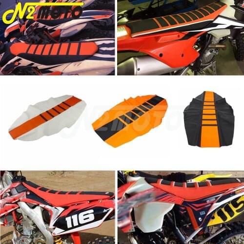 Motocross MX Enduro Ribbed Traction Gripper Seat Cover Orange for EXC XCW XCF SX SX-F Six Days 65 85 125 150 250 350 450 500