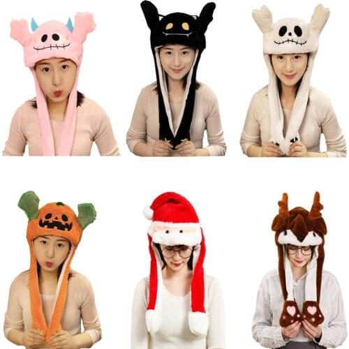 Rabbit Hat Ear Moving Jumping Funny Bunny Plush Hat LED Ear Moving Jumping Hat Cosplay Halloween Christmas Party Holiday Hat