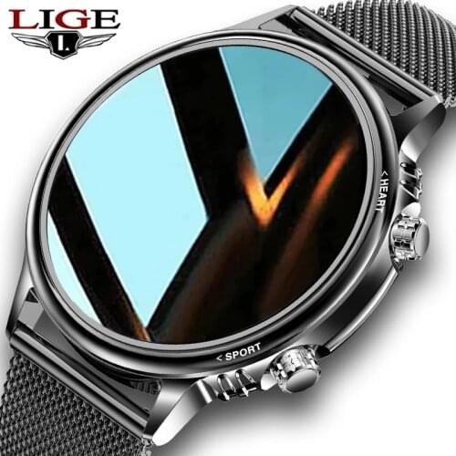 LIGE New Smart Watch Men Custom Dial Full Touch Screen Waterproof Smartwatch For Android IOS Sports Smart watch Fitness Tracker
