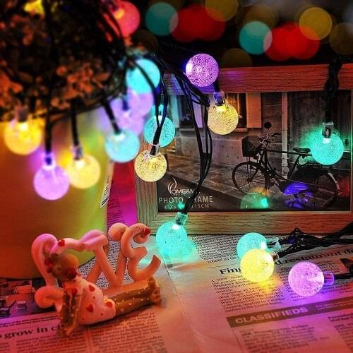 Solar Led Holiday Garlands Fairy Crystal Ball Globe String Light 5M/7M/12M 8 Mode Decoration Outdoor Garden Christmas Party