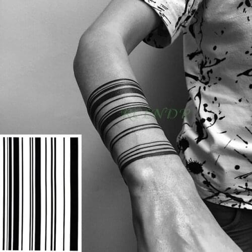 Waterproof Temporary Tattoo Sticker stripe Bar code streak line Fake Tatto Flash Tatoo leg Abdomen Arm band for Men Women