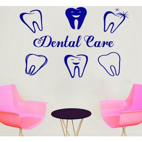 Dental Care Cartoon Little Teeth Wall Sticker for Dental Clinic Vinyl Art Decoration Wall Decals Hospital Stickers Poster SA30