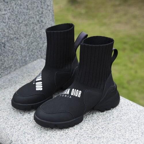 Harajuku Spring Autumn All-match Knit Socks Shoes Student High-top Womens Stretch Korean Short Boots Casual Martin Boots Women