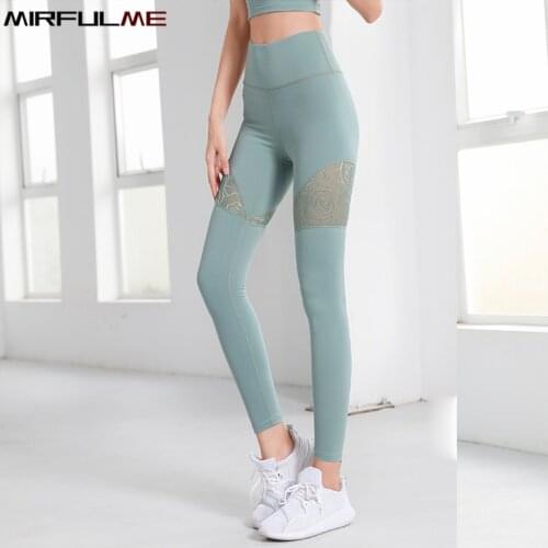 Women High Waist Sport Leggings Tummy Control Yoga Pant Mesh Breathable Running Trousers Girls Slim Gym Workout Tights Sportwear