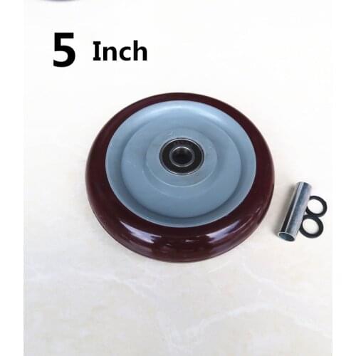 5 Inch Single Wheel Jujube Red Caster Double Bearing Pu Wear-Resistant Flat Driver Cart