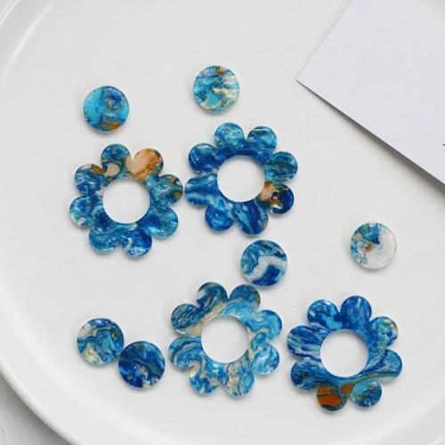 10 PCS 15mm 37mm Fashion Resin Acrylic Flowers Connectors Charm DIY Earrings Accessories For Jewelry Making
