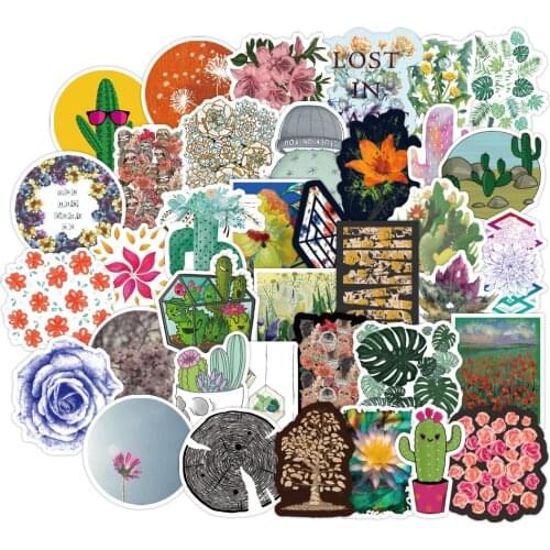 100PCS Botanical Plant Flower Stickers For Bottle DIY Travel Case Laptop Skateboard Guitar Luggage Decals Graffiti Sticker F3